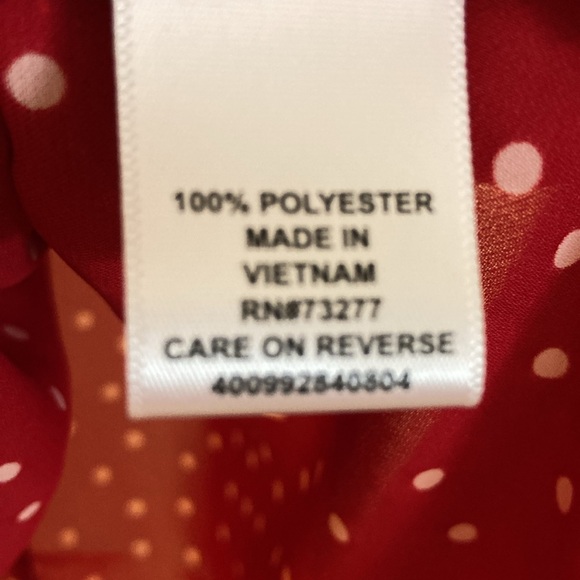 Elle XL High Low Flowy Red w/ White Polka Dots Ruffle Sleeves Blouse Top 🤍❤️ - Picture 5 of 12
